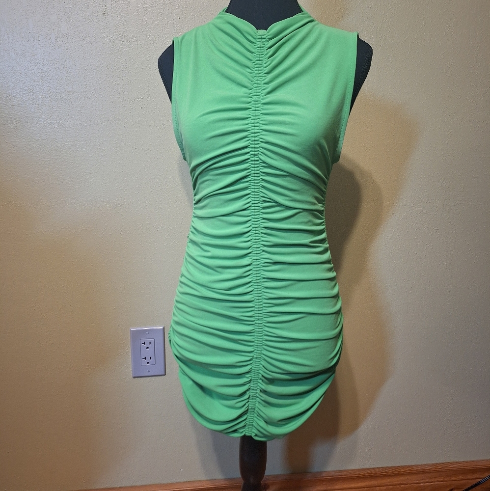 ZARA high neck size M green scrunched dress